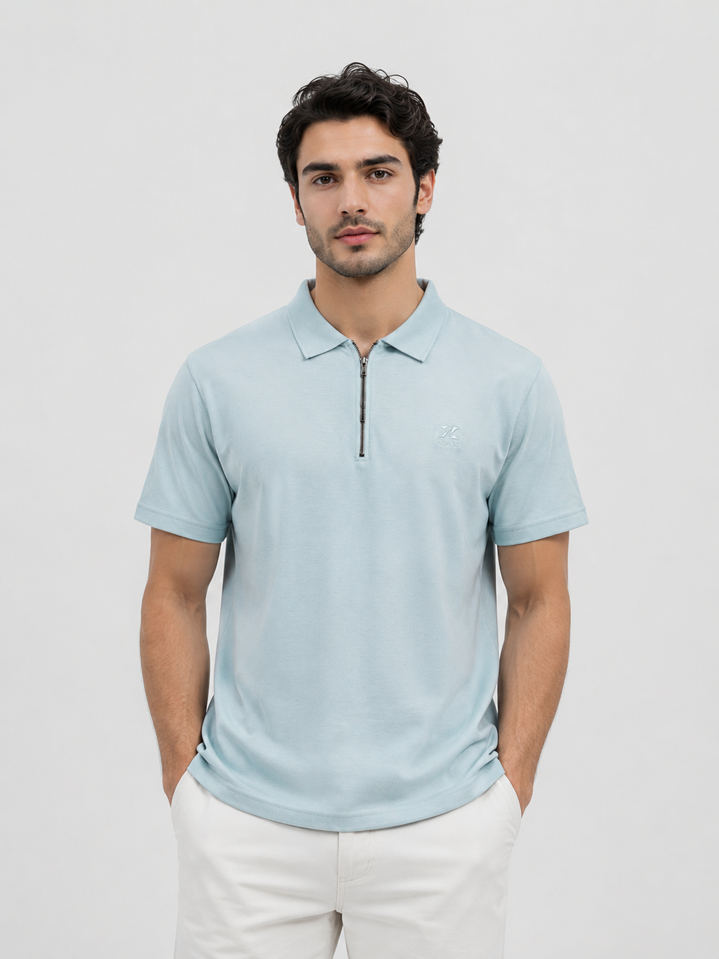 Half Zip Polo T-Shirt – 100% Jersey Cotton