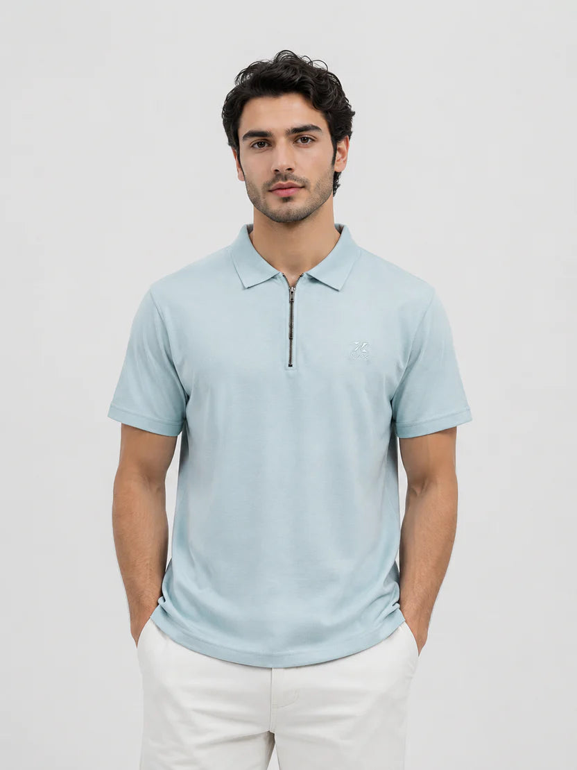 Half Zip Polo T-Shirt – 100% Comd Cotton
