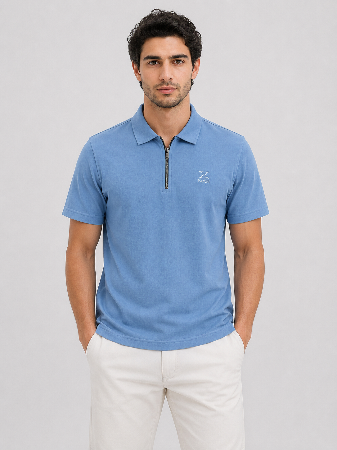 Half Zip Polo T-Shirt – 100% Comd Cotton