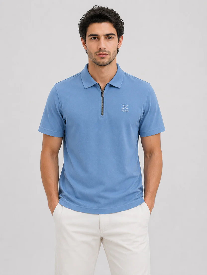Half Zip Polo T-Shirt – 100% Comd Cotton