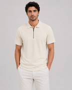 Half Zip Polo T-Shirt – 100% Jersey Cotton