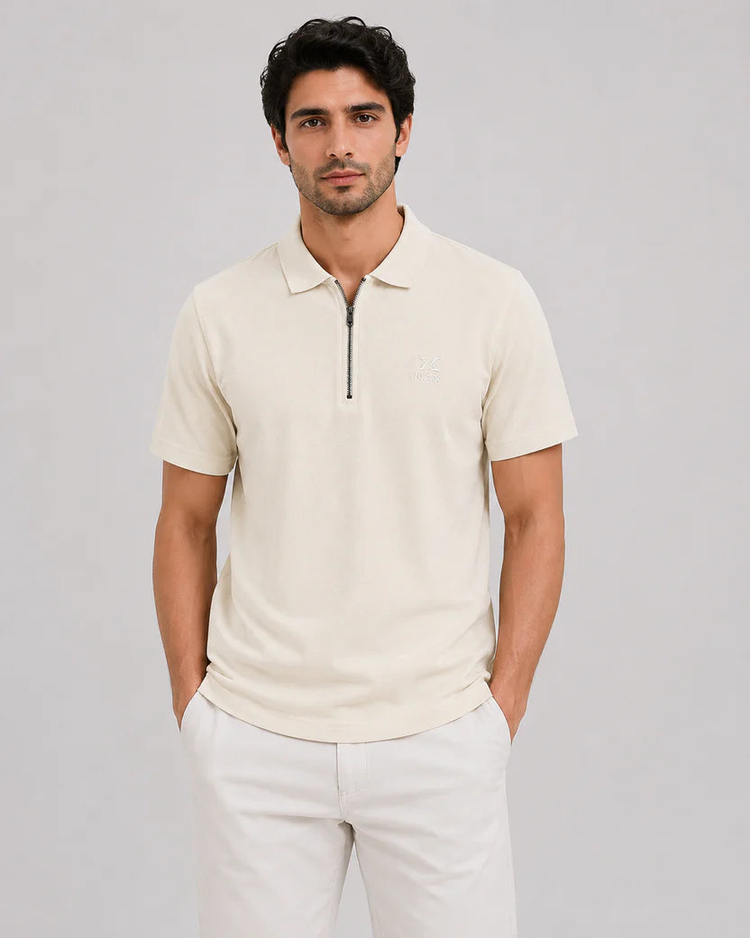 Half Zip Polo T-Shirt – 100% Comd Cotton