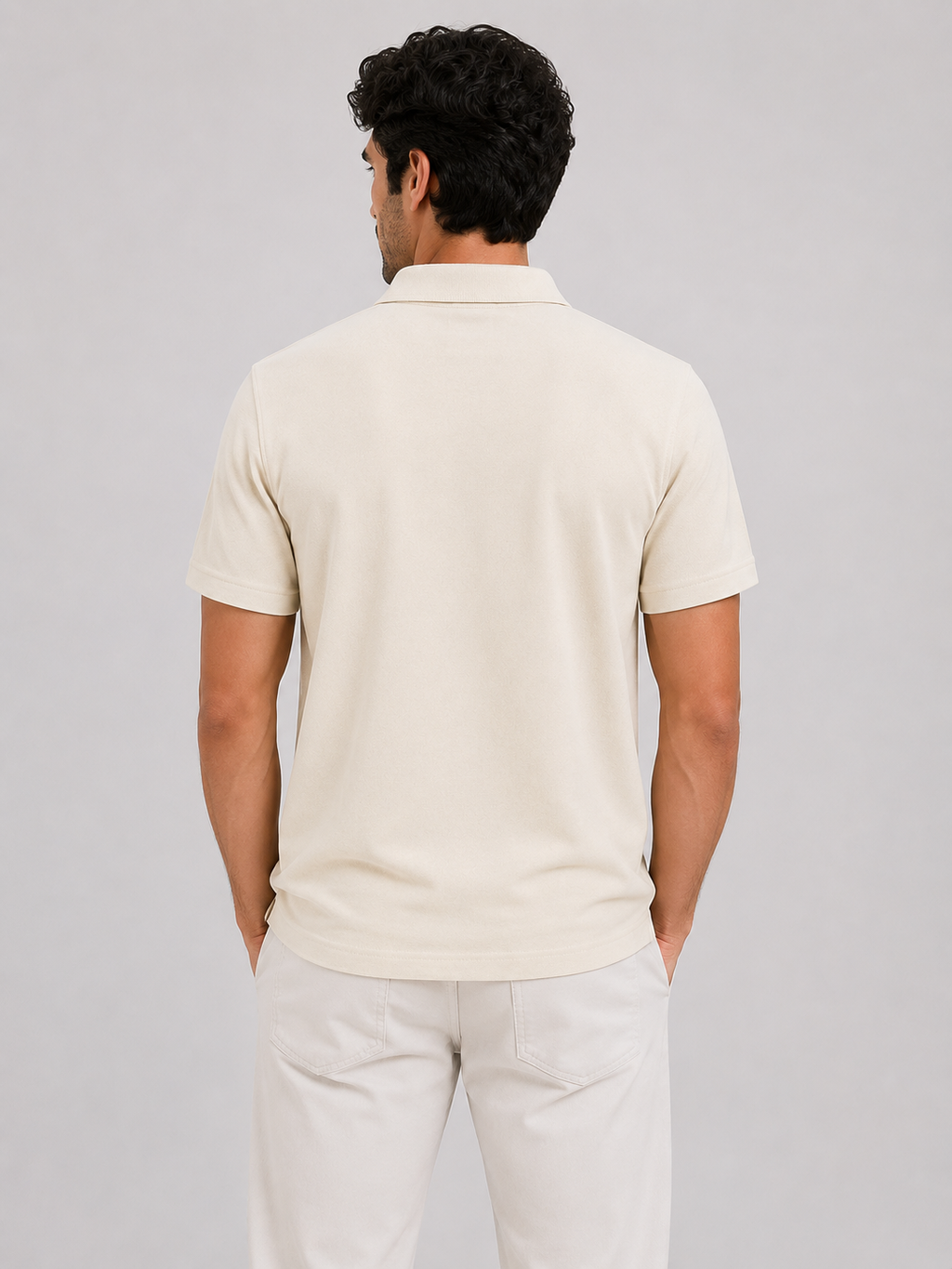 Half Zip Polo T-Shirt – 100% Jersey Cotton
