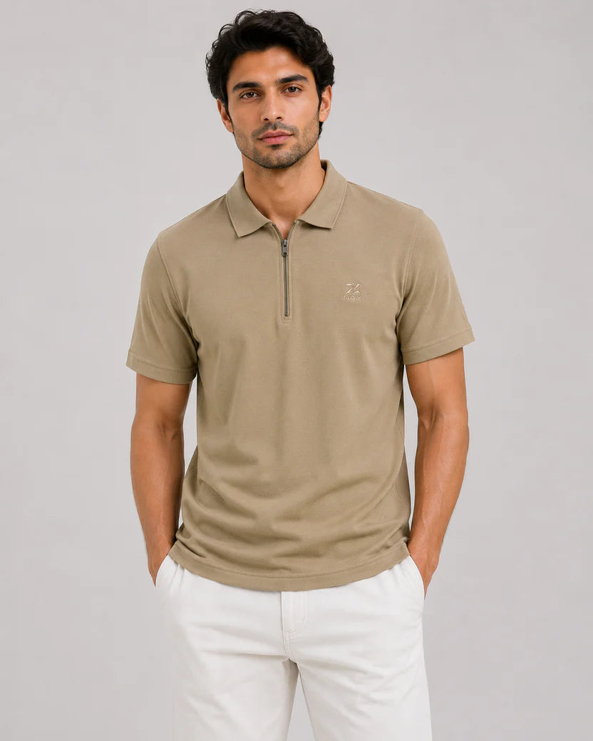 Half Zip Polo T-Shirt – 100% Comd Cotton