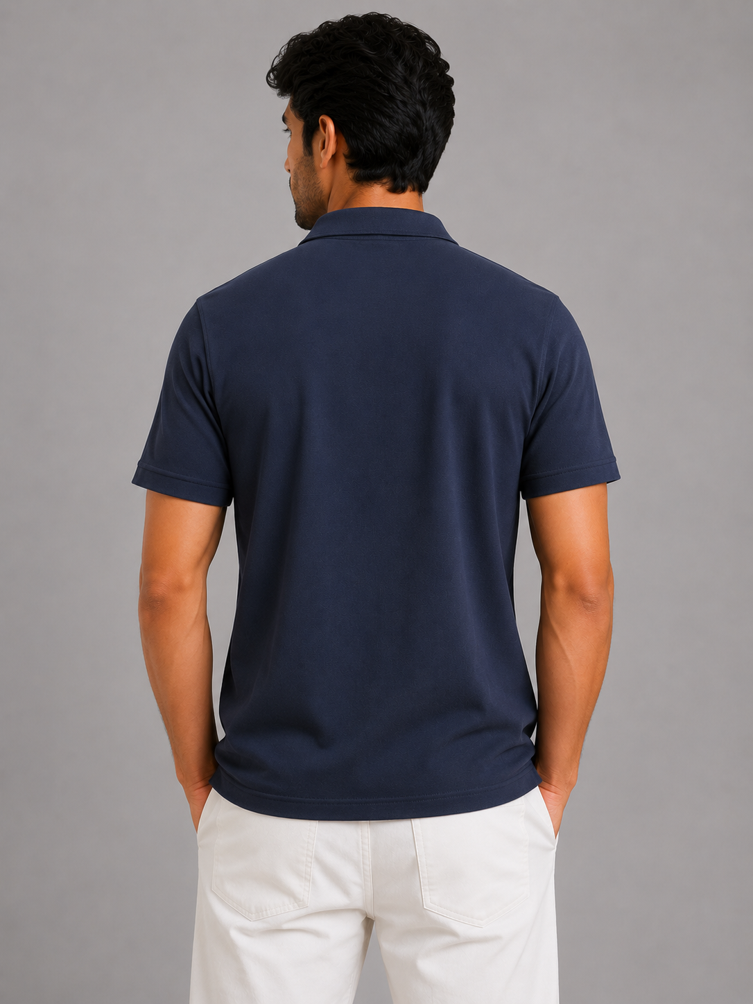 Half Zip Polo T-Shirt – 100% Comd Cotton