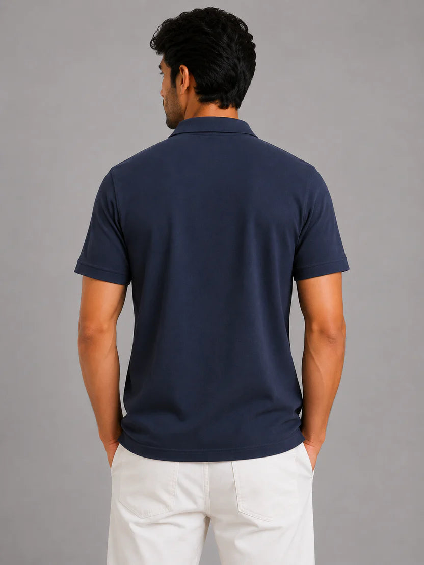 Half Zip Polo T-Shirt – 100% Comd Cotton