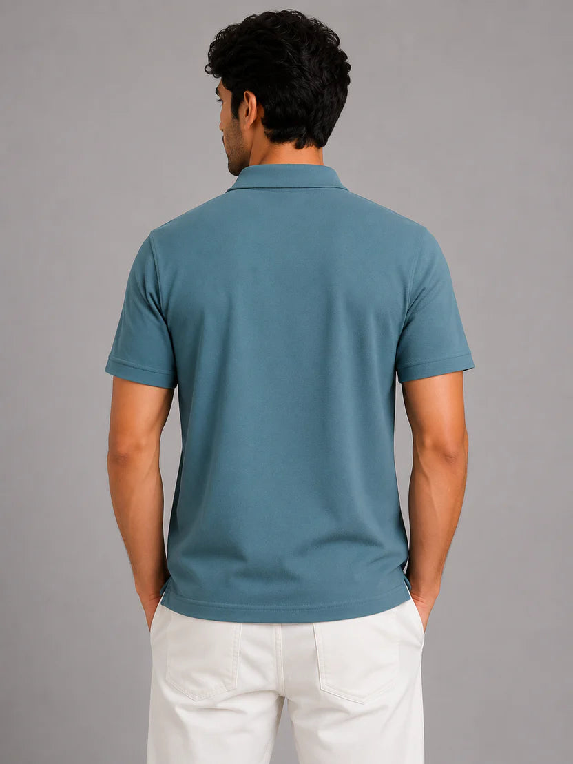 Half Zip Polo T-Shirt – 100% Comd Cotton