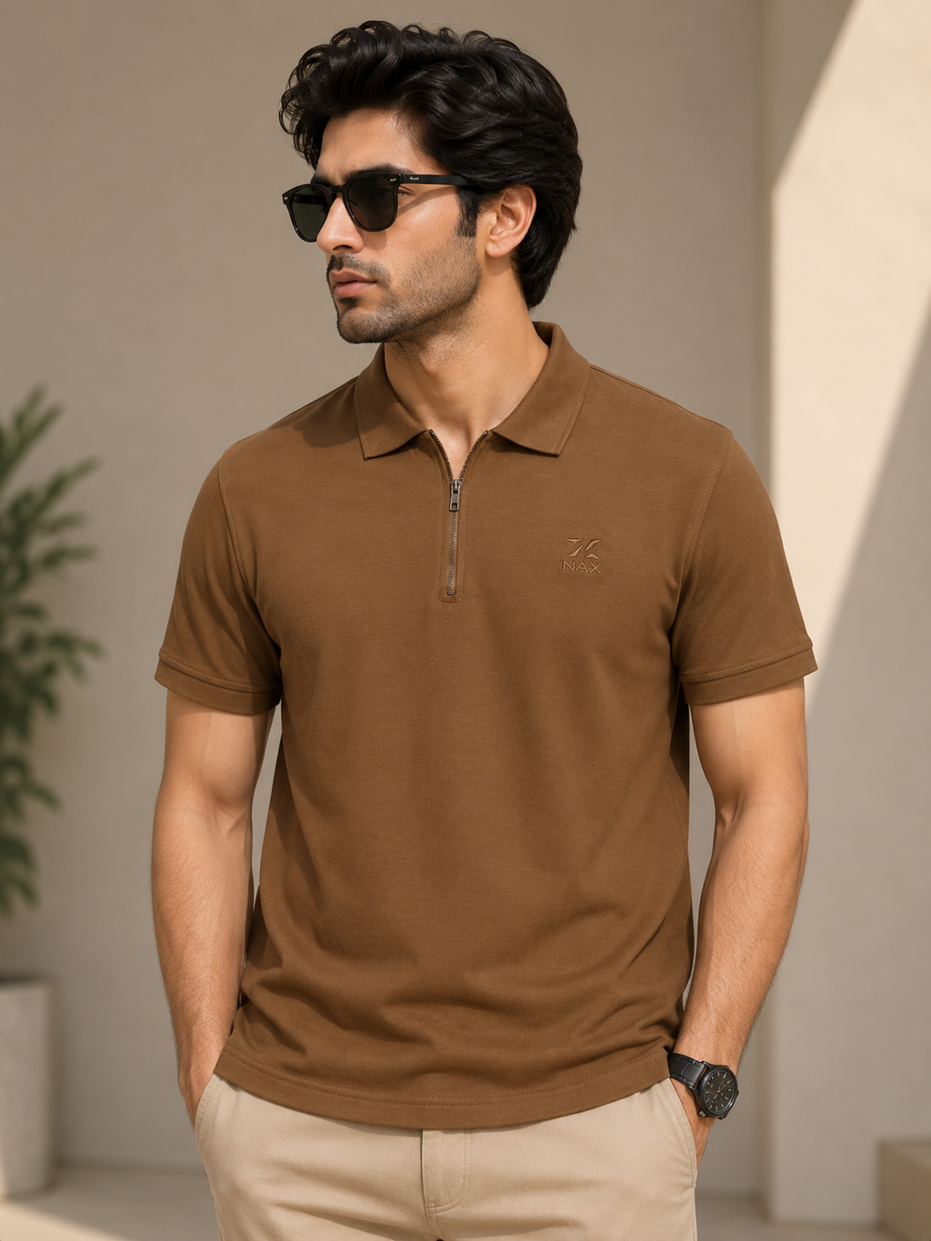Half Zip Polo T-Shirt – 100% Comd Cotton