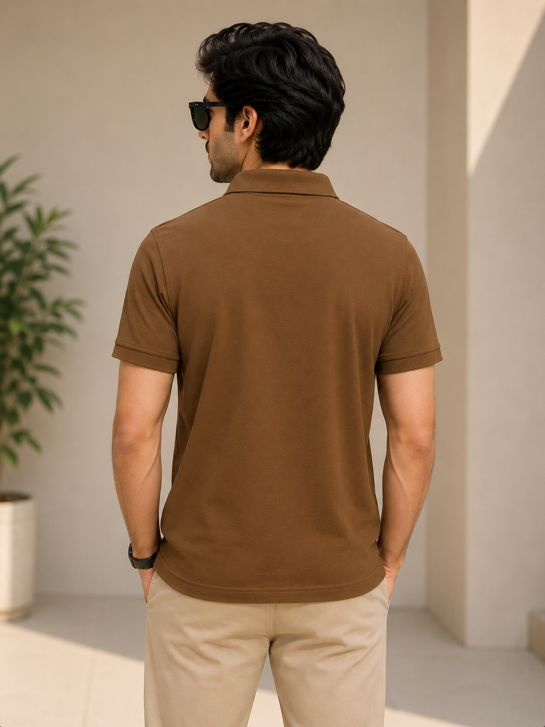 Half Zip Polo T-Shirt – 100% Comd Cotton