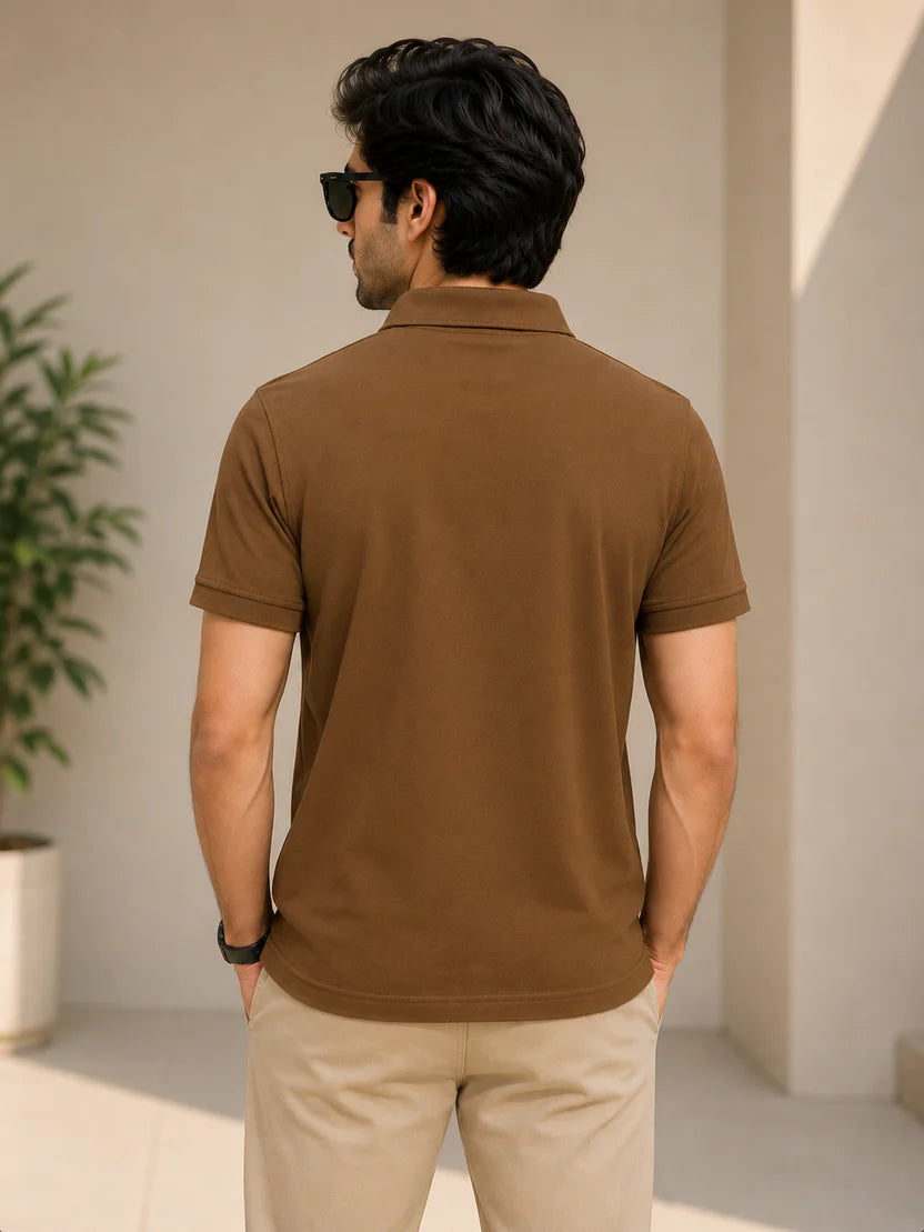 Half Zip Polo T-Shirt – 100% Comd Cotton