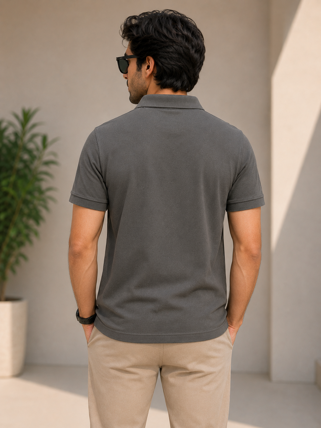 Half Zip Polo T-Shirt – 100% Comd Cotton
