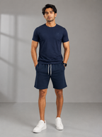 Premium Navy Summer Shorts Set – 100% Jersey Cotton T-Shirt & Terry Cotton Shorts