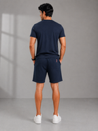 Premium Navy Summer Shorts Set – 100% Jersey Cotton T-Shirt & Terry Cotton Shorts