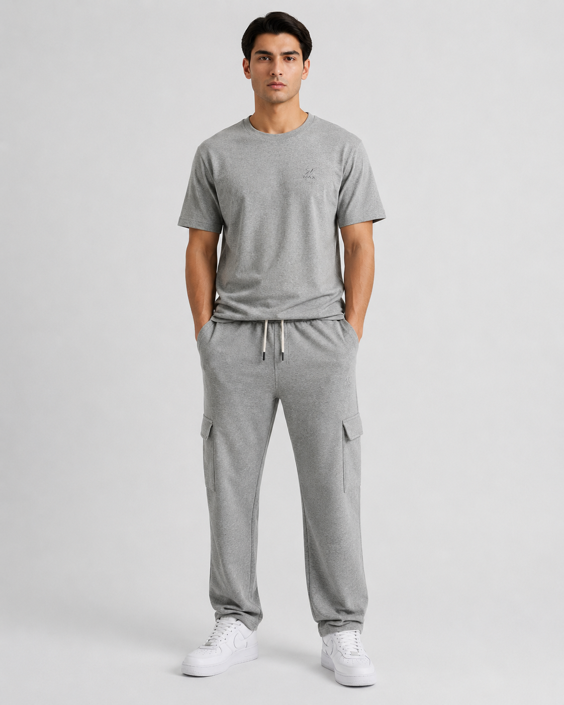 Men's Premium Cotton T-Shirt & Terry Trouser In Grey