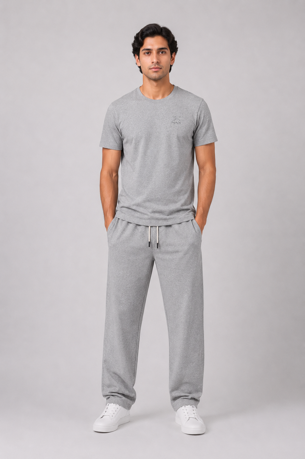 Men's Premium Cotton T-Shirt & Terry Trouser In Grey