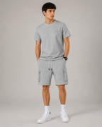 Men's Premium Cotton T-Shirt & Cargo Shorts In Grey