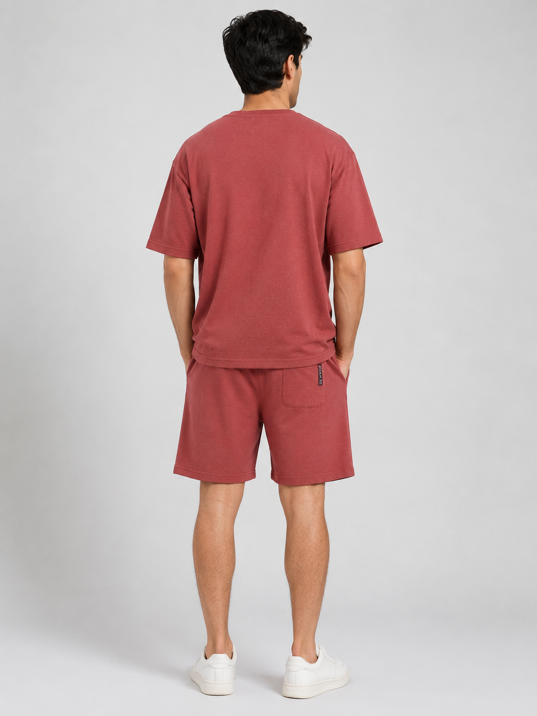Men's Premium Cotton T-Shirt & Terry Shorts – Brick Red