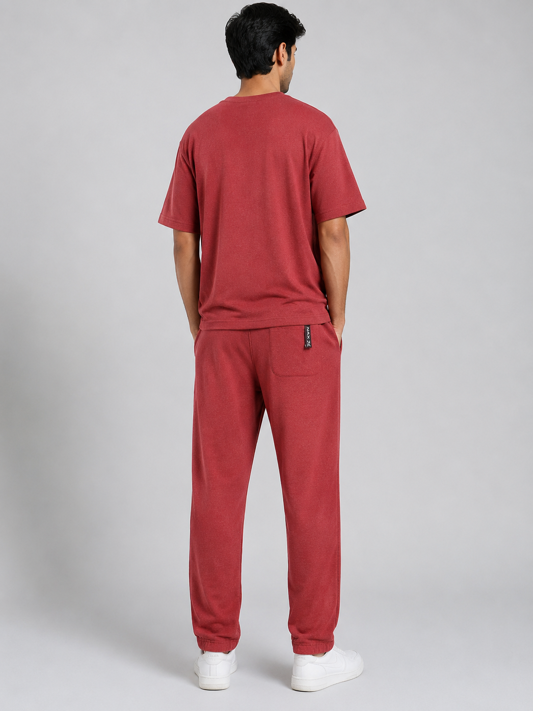 Men's Premium Cotton T-Shirt & Terry Trouser – Brick Red