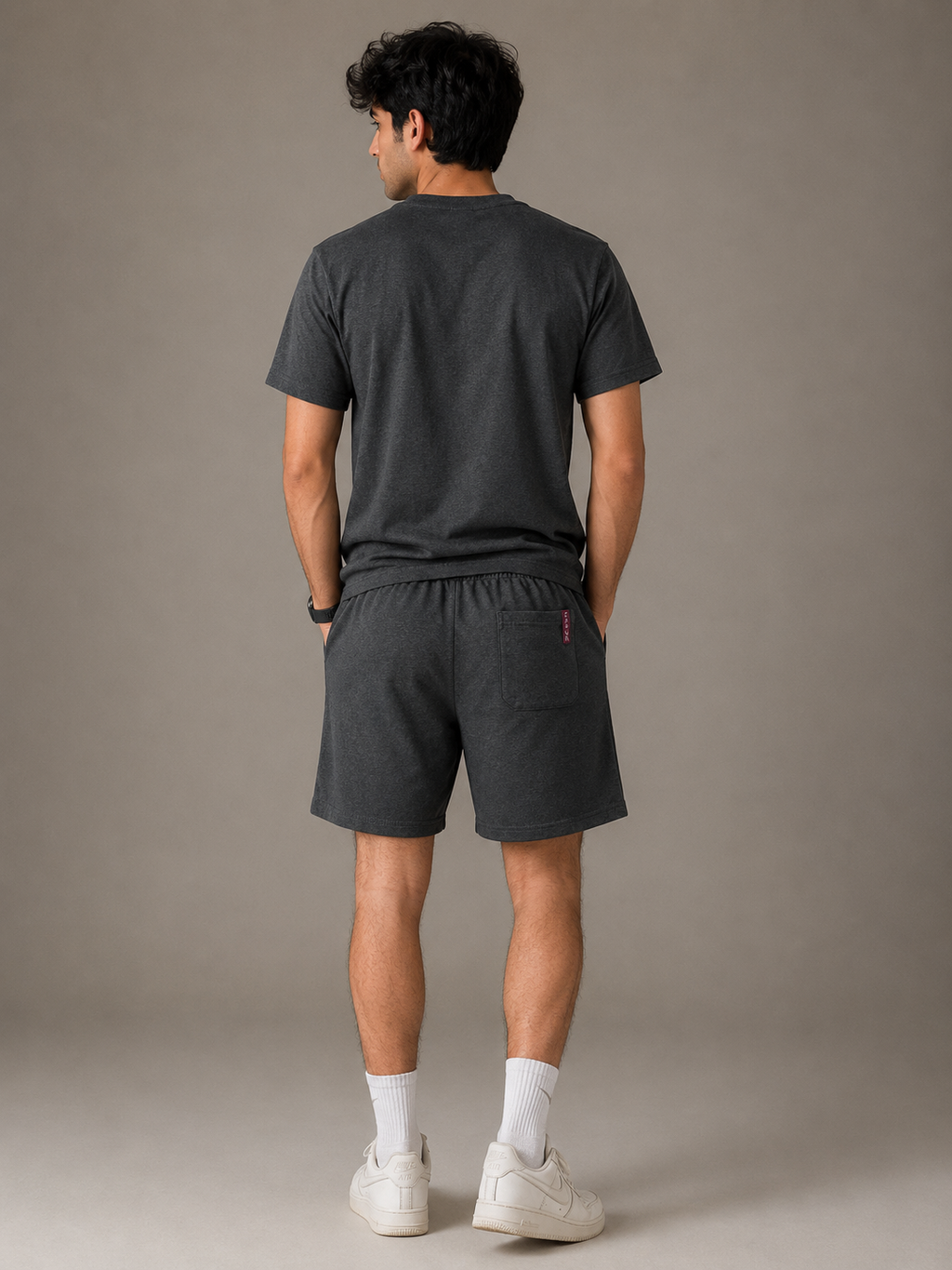 Premium 100% Cotton Shorts Co-Ord In Charcoal Grey