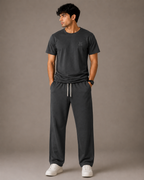 Premium 100% Cotton Trouser Co-Ord In Charcoal Grey
