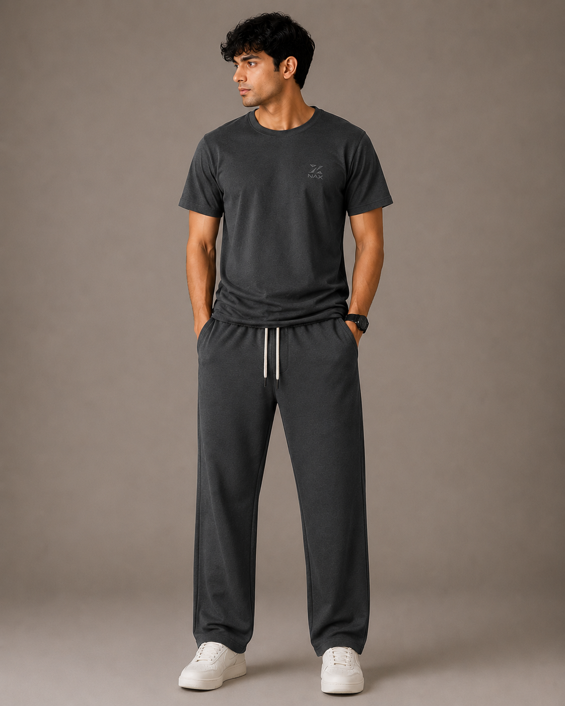 Premium 100% Cotton Trouser Co-Ord In Charcoal Grey