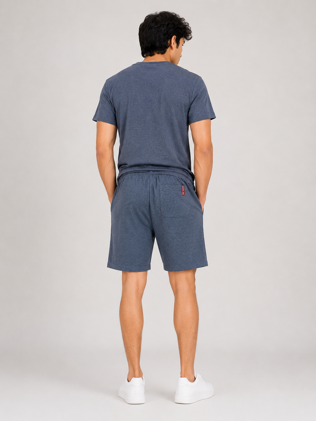 Men's Premium Cotton Jersey T-Shirt & Cotton Terry Shorts Co-Ord – Steel Blue