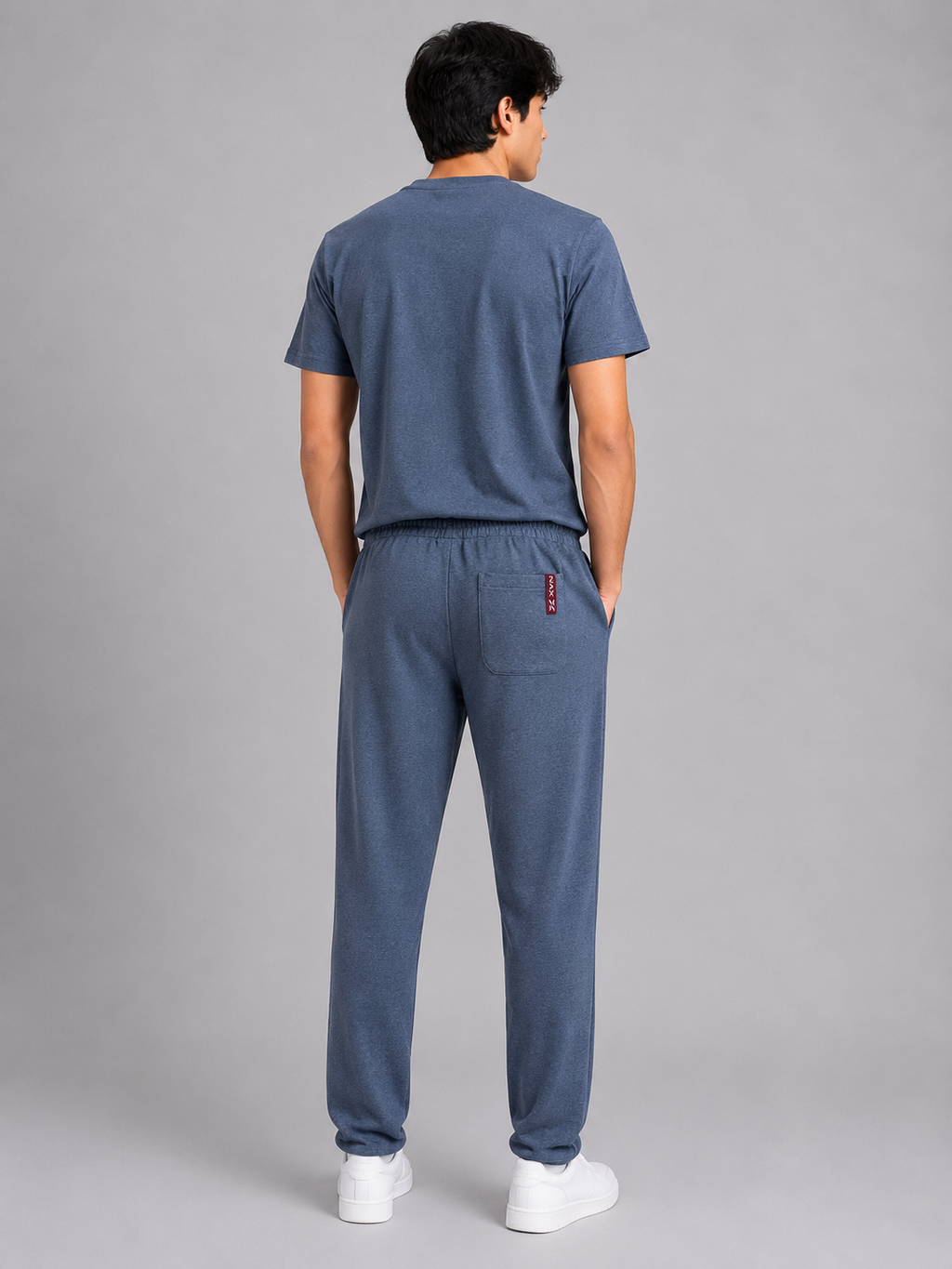 Men's Premium Cotton Jersey T-Shirt & Cotton Terry Trouser Co-Ord – Steel Blue