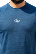 NAX Embroidered Logo Premium Blue T-Shirt – Soft Breathable Athletic Fit