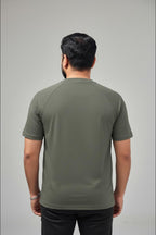 NAX Embroidered Logo Premium Olive Green T-Shirt – Soft Breathable Athletic Fit
