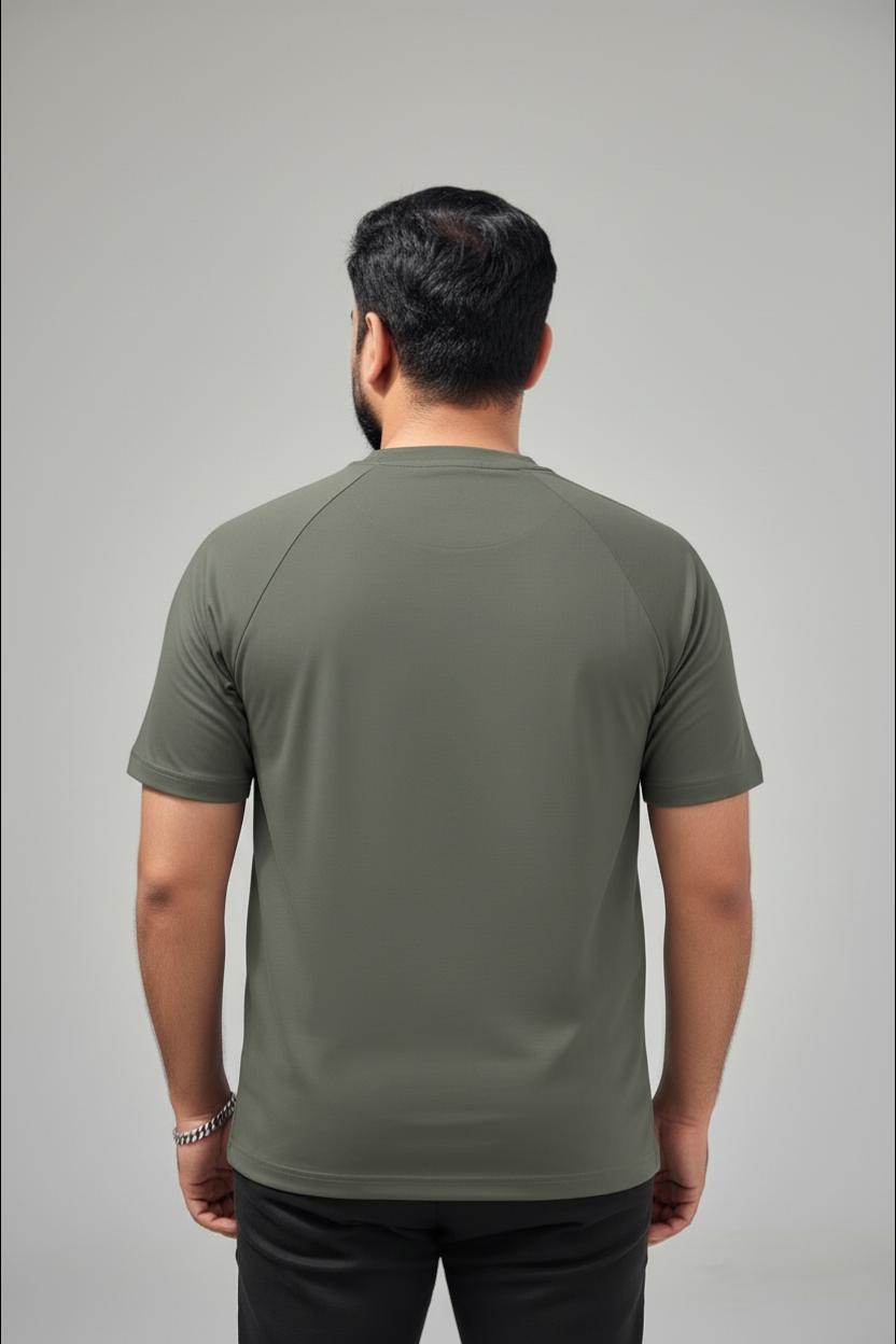 NAX Embroidered Logo Premium Olive Green T-Shirt – Soft Breathable Athletic Fit