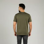 NAX Signature Embroidered Logo Premium Olive Green T-Shirt – Soft Breathable Modern Fit