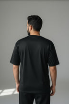 NAX Signature Embroidered Logo Premium Black T-Shirt – Soft Breathable Modern Fit