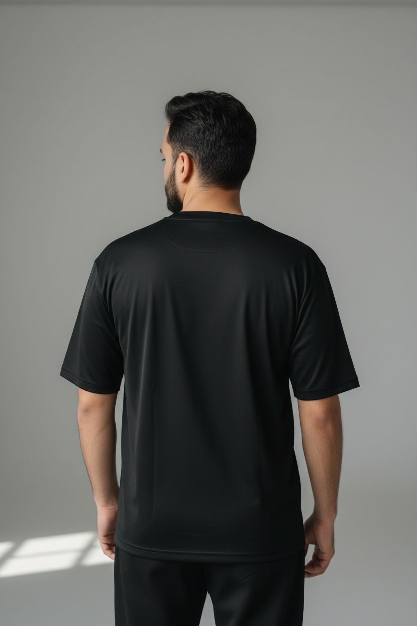 NAX Signature Embroidered Logo Premium Black T-Shirt – Soft Breathable Modern Fit