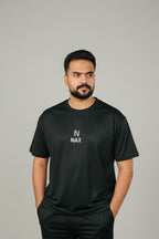 NAX Signature Embroidered Logo Premium Black T-Shirt – Soft Breathable Modern Fit