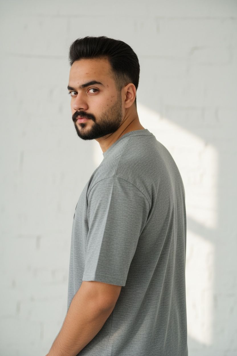 NAX Signature Embroidered Logo Premium Grey T-Shirt – Relaxed Modern Fit