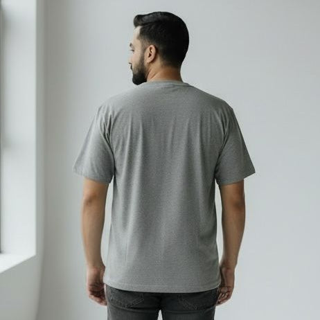 NAX Signature Embroidered Logo Premium Grey T-Shirt – Relaxed Modern Fit