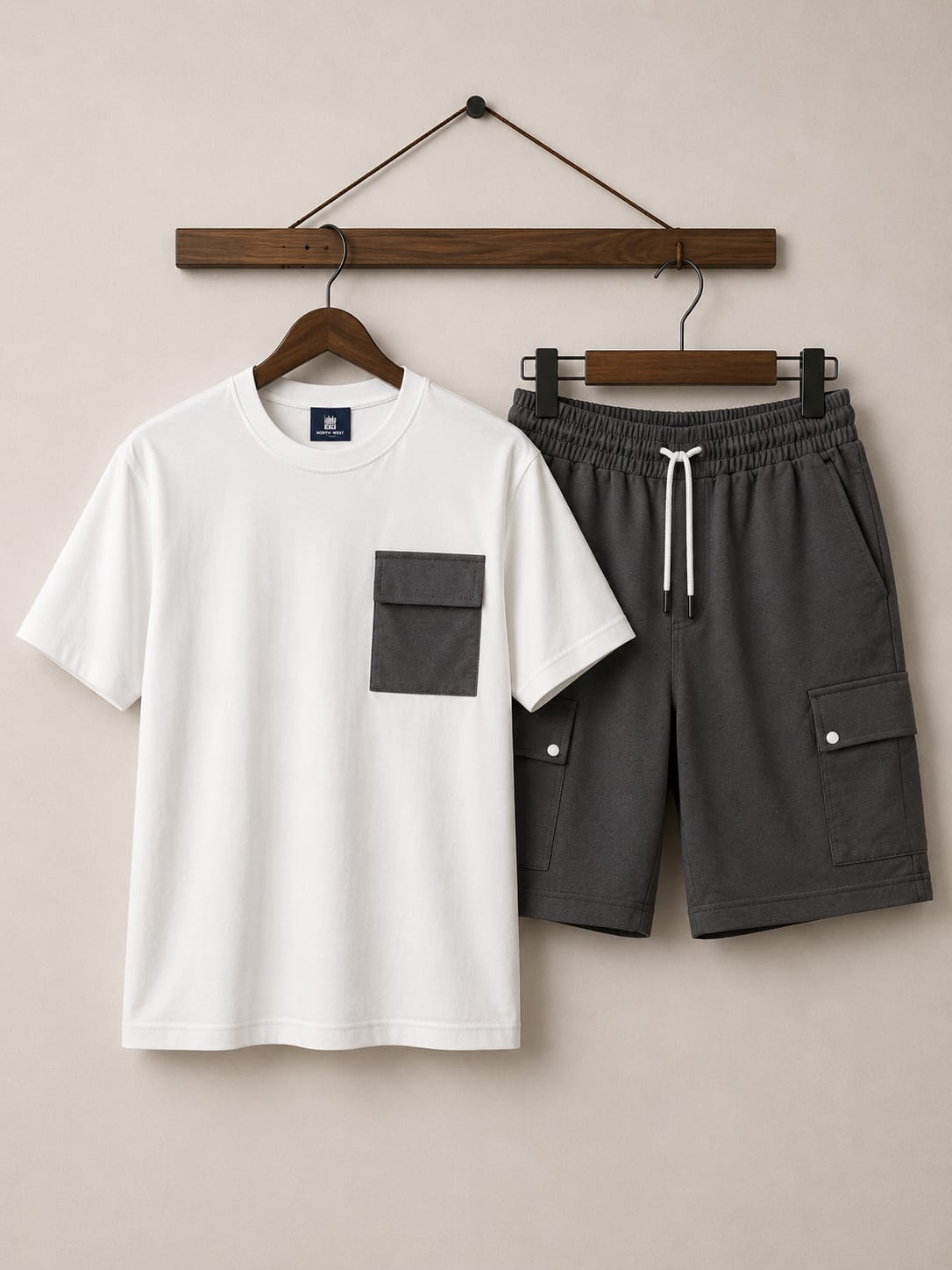 NAX Men's Premium Cotton Terry Cargo Short – Charcoal Grey