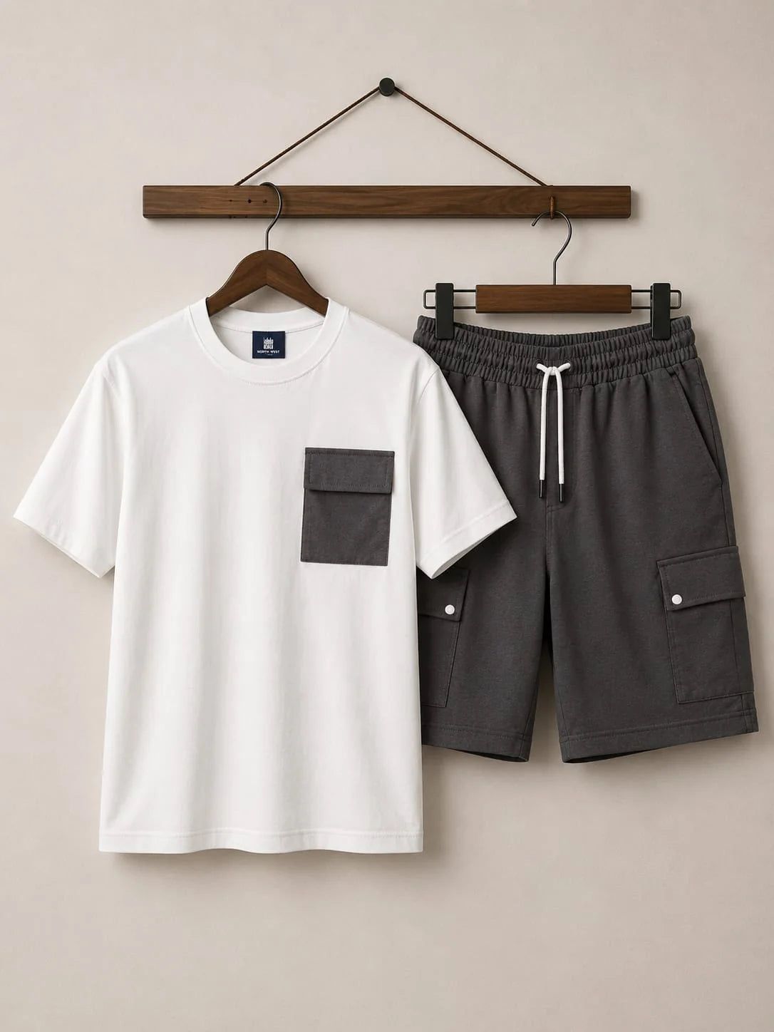 Men's Premium Cotton Jersey T-Shirt & Cotton Terry Cargo Shorts Co-Ord Set