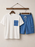 Men's Premium Cotton Jersey T-Shirt & Cotton Terry Cargo Shorts Co-Ord Set