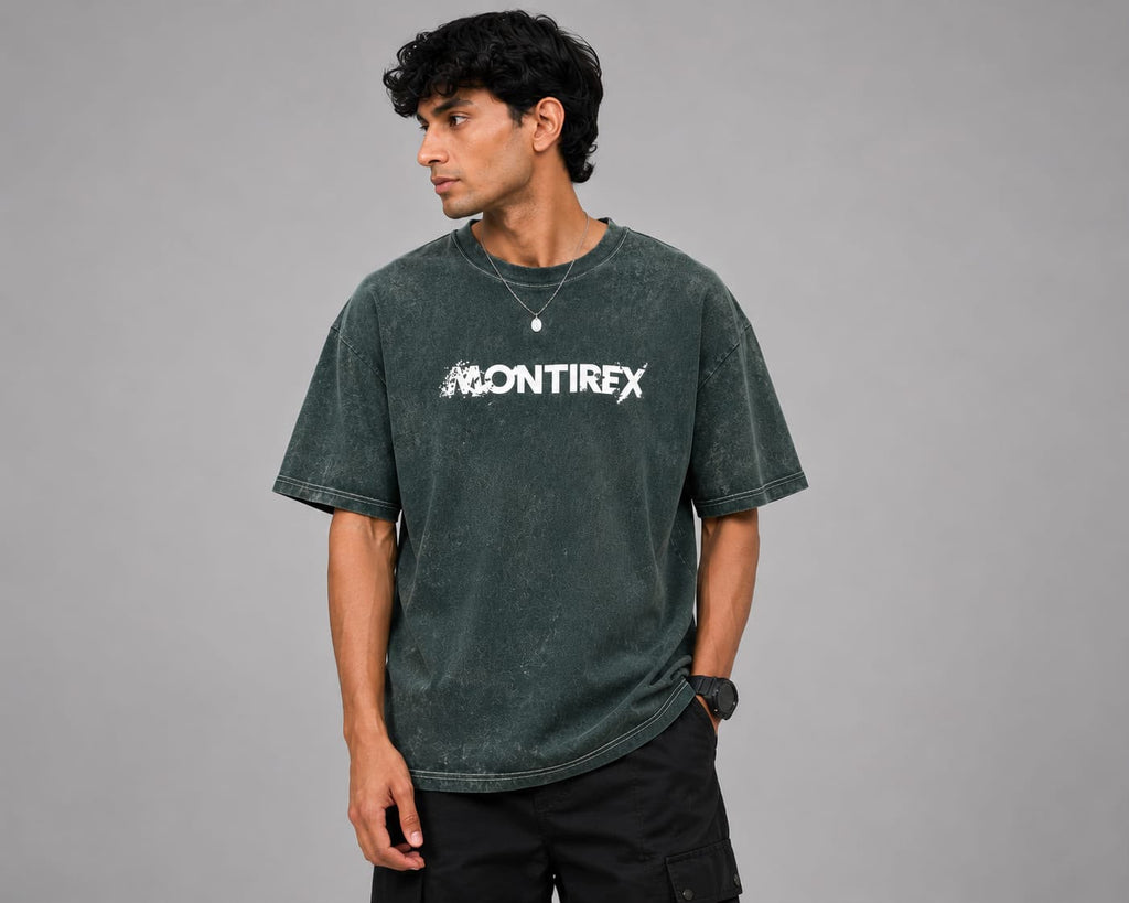 Acid Wash Oversized T-Shirt – 100% Cotton Montirex Logo Print