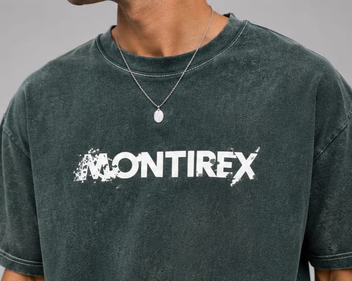 Acid Wash Oversized T-Shirt – 100% Cotton Montirex Logo Print