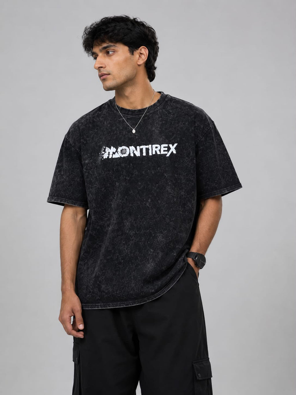 Acid Wash Oversized T-Shirt – 100% Cotton Montirex Logo Print