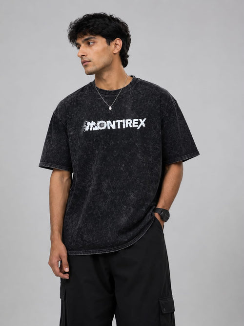 Acid Wash Oversized T-Shirt – 100% Cotton Montirex Logo Print