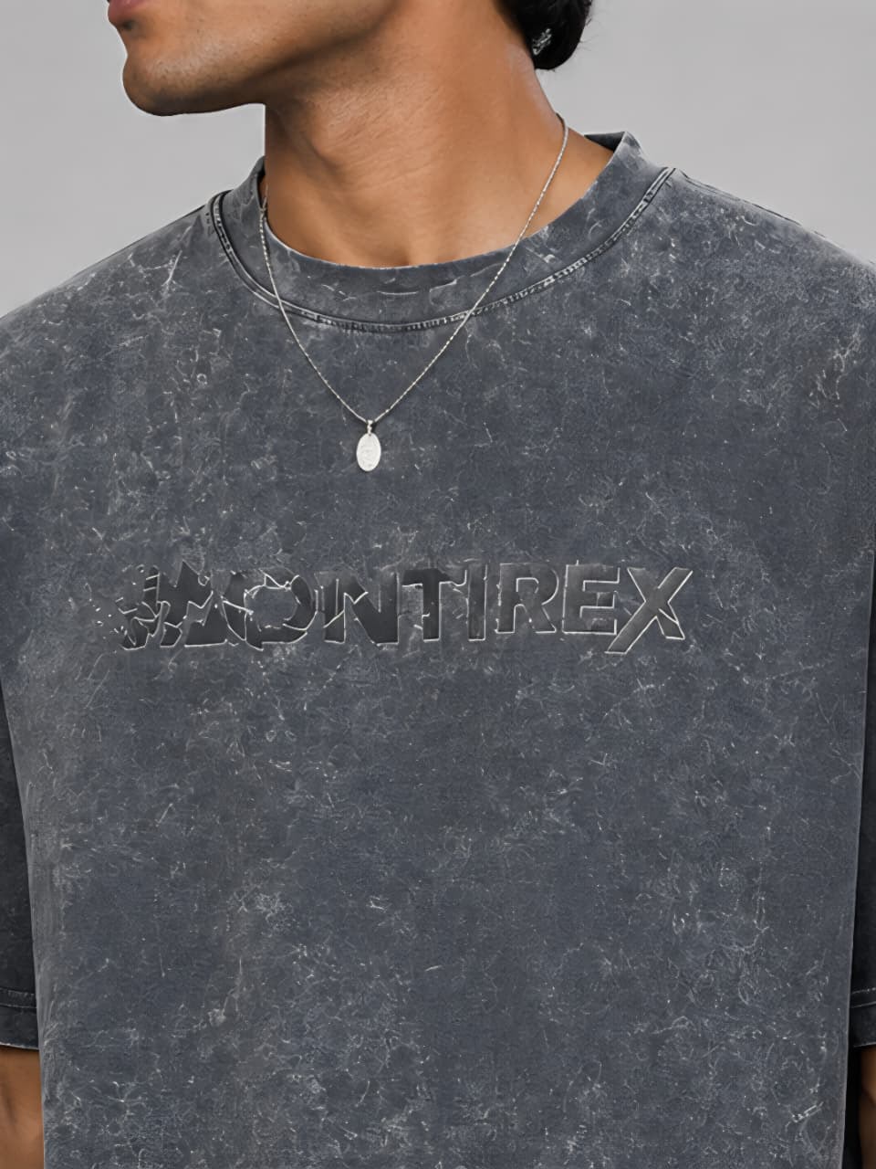 Acid Wash Oversized T-Shirt – 100% Cotton Montirex Logo Print
