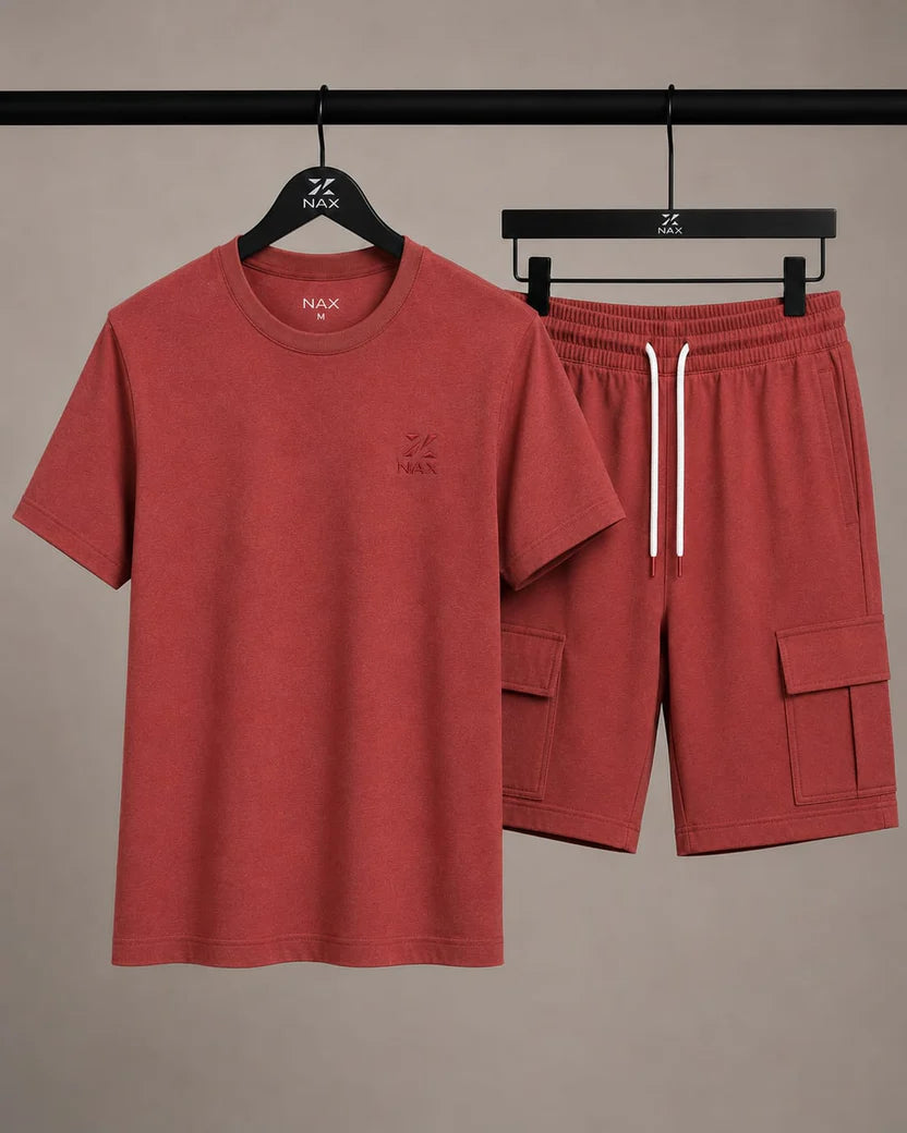 Men’s Cargo Shorts Set – 100% Cotton Jersey & Terry