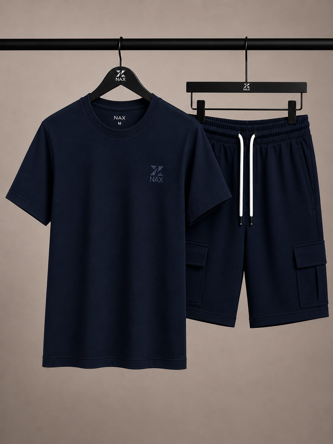 Men’s Cargo Shorts Set – 100% Cotton Jersey & Terry
