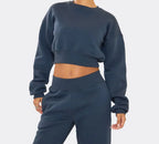 Navy Stay effortlessly stylish in our Cropped Sweater and Elasticated