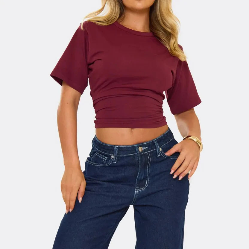 Short Sleeve Shaped Waist Fitted T-Shirt