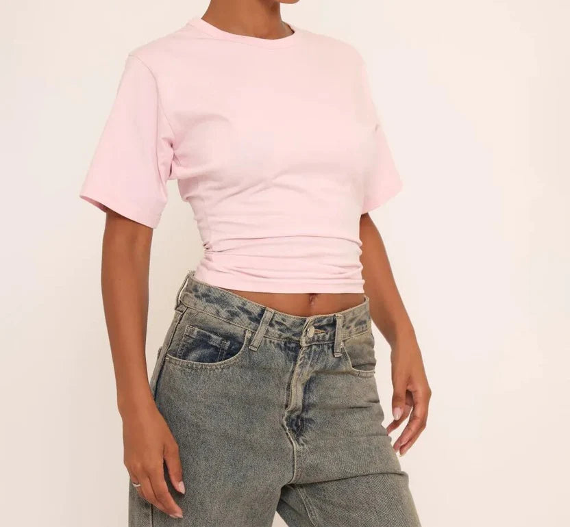 Short Sleeve Shaped Waist Fitted T-Shirt