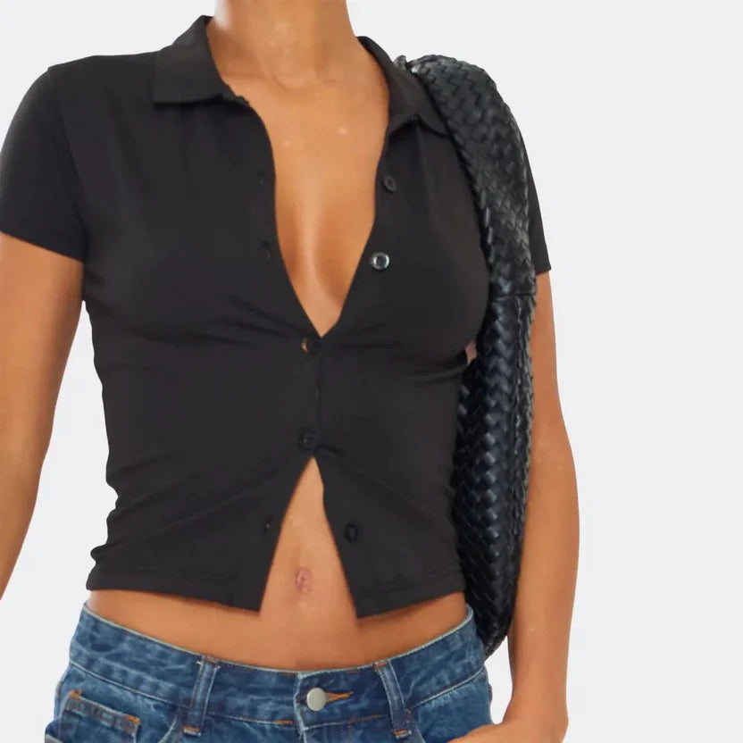 Short Sleeve Button Down T-Shirt